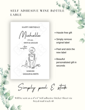 Load image into Gallery viewer, Personalised Wine bottle Sticker label Gift