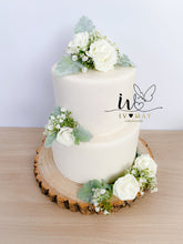 Load image into Gallery viewer, FULL SET gypsophila and dusty miller leaf cake topper wedding decorations floral arrangement