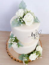 Load image into Gallery viewer, FULL SET gypsophila and dusty miller leaf cake topper wedding decorations floral arrangement