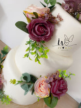 Load image into Gallery viewer, Silk Rose Cake Topper: Mauve & Blush Wedding Flower Arrangement