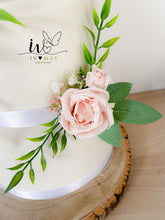 Load image into Gallery viewer, Blush pink Wedding christening cake flower arrangement topper foam roses more colours available