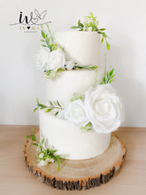 Load image into Gallery viewer, FULL SET Wedding Christening Cake Flower Arrangement Topper & Decorations Roses - White - Blush Pink (Copy)