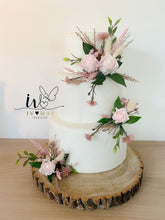 Load image into Gallery viewer, Blush Pink Rose Cake Topper: Boho Dried Flower Arrangement