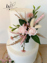 Load image into Gallery viewer, Blush Pink Rose Cake Topper: Boho Dried Flower Arrangement