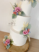 Load image into Gallery viewer, Dusty Blue Rose Cake Topper Set: Wedding Christening Decorations