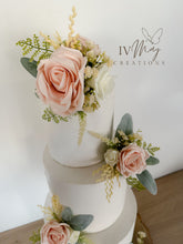 Load image into Gallery viewer, Wedding Cake Flower Arrangement: Blush Pink & Cream Roses Topper