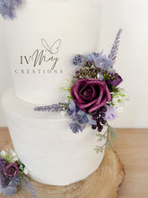 Load image into Gallery viewer, Boho Purple Cake Topper: Floral Foam Rose Arrangement