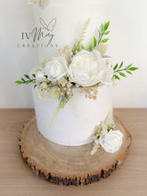 Load image into Gallery viewer, FULL SET Wedding Christening Cake Flower Arrangement Topper & Decorations Roses - White - Cream - Berry Mix