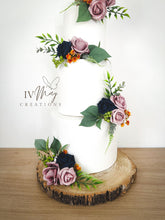 Load image into Gallery viewer, Dusty Pink Rose Cake Topper: Navy Berry & Eucalyptus Foliage