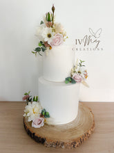 Load image into Gallery viewer, Silk Rose Cake Topper: Blush Pink & White Daisy Wedding Flowers
