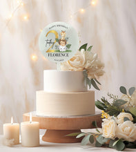 Load image into Gallery viewer, Personalised Printed Safari Themed Celebration Cake Topper - Children's / Child 1st 2nd Birthday Party - Gold - Green - two today - Custom