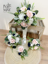 Load image into Gallery viewer, Wedding Day Flowers Brides Bouquet- Wedding packages - White - Ivory - Sage - Blush Pink - Navy Blue