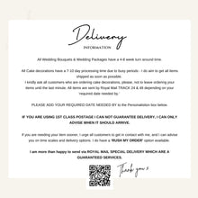 Load image into Gallery viewer, Dusty Blue Navy Blue - Eucalyptus - gypsophila Wedding Cake - christening cake - flower arrangement - cake topper - Birthday