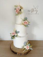 Load image into Gallery viewer, Wedding Cake Flower Arrangement: Blush Pink & Cream Roses Topper