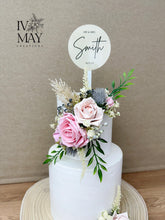 Load image into Gallery viewer, Dusty Pink Rose Cake Topper Set: Wedding, Christening, Birthday
