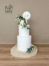 Load image into Gallery viewer, Personalized Wedding Cake Topper: Sage Green Thistle Floral Decoration