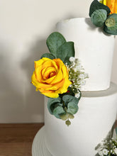 Load image into Gallery viewer, FULL SET Wedding Christening Cake Flower Arrangement Topper & Decorations Roses - Silk Rose - Yellow