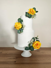 Load image into Gallery viewer, FULL SET Wedding Christening Cake Flower Arrangement Topper & Decorations Roses - Silk Rose - Yellow