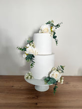 Load image into Gallery viewer, FULL SET cake flowers - Artificial Silk cake flowers - Cream roses - gypsophila eucalyptus leaf wedding decorations floral arrangement