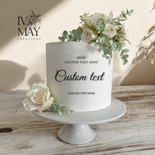 Load image into Gallery viewer, Personalized Edible Cake Topper: Custom Text, Icing or Wafer Sheet