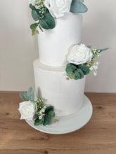 Load image into Gallery viewer, Cake Flowers - Wedding Cake Flowers - Cake Topper - White - Gypsophila sage green Christening / Birthday cake decoration