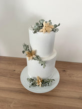 Load image into Gallery viewer, Preserved Dried Foliage Wedding christening cake flower arrangement topper eucalyptus bunny tails