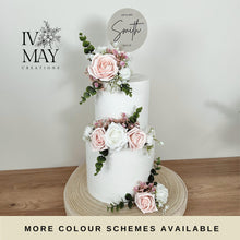 Load image into Gallery viewer, Blush Pink Rose Wedding Cake Topper: Gypsophila & Eucalyptus Floral Arrangement