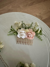 Load image into Gallery viewer, Wedding Hair accessories and Corsage - Hair Flowers - Green Cream / Ivory and Blush Pink Hair Comb - Bobby Pin - Hair Grips - Prom