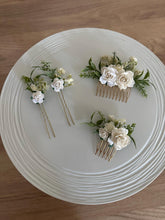 Load image into Gallery viewer, Wedding Hair accessories and Corsage - Hair Flowers - Green Cream / Ivory Hair Comb - Bobby Pin - Hair Grips - Prom