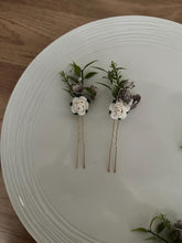 Load image into Gallery viewer, Wedding Hair accessories and Corsage - Hair Flowers - Green Cream / Ivory Grey and Blush Pink Hair Comb - Bobby Pin - Hair Grips - Prom