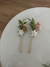 Load image into Gallery viewer, Wedding Hair accessories and Corsage - Hair Flowers - Green Cream / Ivory Blush Pink Dusty Pink Hair Comb - Bobby Pin - Hair Grips - Prom