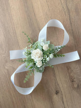 Load image into Gallery viewer, Paper Rose Wedding Hair Comb & Corsage: Green Cream Ivory Floral Hair Accessories