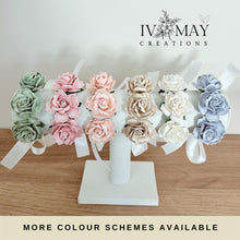 Load image into Gallery viewer, Wedding Wrist Corsage: Sage, Cream & Ivory Paper Roses
