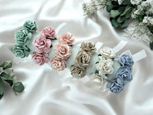 Load image into Gallery viewer, Wedding Wrist Corsage: Sage, Cream & Ivory Paper Roses