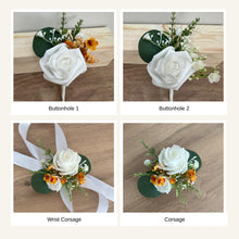 Load image into Gallery viewer, Wedding Day Brides Bouquet- Wedding packages - White/Ivory - Burnt Orange - Dark Green - Sage Bouquets - Wedding Flowers