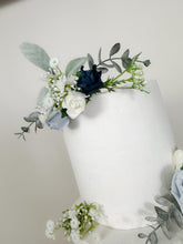 Load image into Gallery viewer, Dusty Blue Floral Cake Topper: Gypsophila & Eucalyptus Wedding Decoration