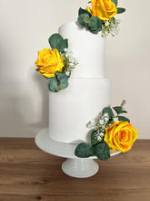 Load image into Gallery viewer, FULL SET Wedding Christening Cake Flower Arrangement Topper & Decorations Roses - Silk Rose - Yellow