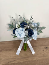 Load image into Gallery viewer, Wedding Bouquet: Navy, Dusty Blue & Sage Foam Roses
