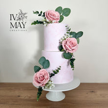Load image into Gallery viewer, FULL SET Wedding Christening Cake Flower Arrangement Topper & Decorations Roses - Silk Rose - Dusty Pink