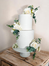Load image into Gallery viewer, FULL SET cake flowers - Artificial Silk cake flowers - Cream roses - gypsophila eucalyptus leaf wedding decorations floral arrangement