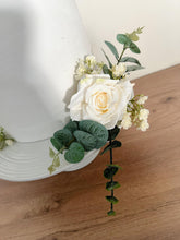 Load image into Gallery viewer, FULL SET cake flowers - Artificial Silk cake flowers - Cream roses - gypsophila eucalyptus leaf wedding decorations floral arrangement
