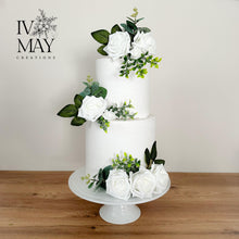 Load image into Gallery viewer, FULL SET Wedding Christening Cake Flower Arrangement Topper Decorations foam roses eucalyptus