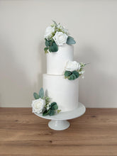 Load image into Gallery viewer, Cake Flowers - Wedding Cake Flowers - Cake Topper - White - Gypsophila sage green Christening / Birthday cake decoration