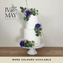 Load image into Gallery viewer, Purple & lilac Wedding christening cake flower arrangement topper foam roses more colours available