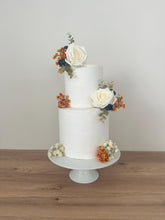 Load image into Gallery viewer, Foam Rose Cake Topper: Burnt Orange & Navy Gypsophila Wedding Decoration