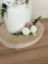 Load image into Gallery viewer, FULL SET White and Dusty Pink gypsophila eucalyptus leaf cake topper wedding decorations floral arrangement - Custom Personalised Topper