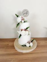 Load image into Gallery viewer, FULL SET White and Dusty Pink gypsophila eucalyptus leaf cake topper wedding decorations floral arrangement - Custom Personalised Topper