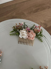 Load image into Gallery viewer, Wedding Hair accessories and Corsage - Hair Flowers - Green Cream / Ivory Blush Pink Dusty Pink Hair Comb - Bobby Pin - Hair Grips - Prom