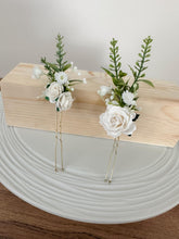 Load image into Gallery viewer, Paper Rose Wedding Hair Comb & Corsage: Green Cream Ivory Floral Hair Accessories