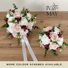 Load image into Gallery viewer, Wedding Day Brides Bouquet- Wedding packages - Blush Pink - White/Ivory Burgundy Red - Dark Green - Sage Bouquets - Wedding Flowers